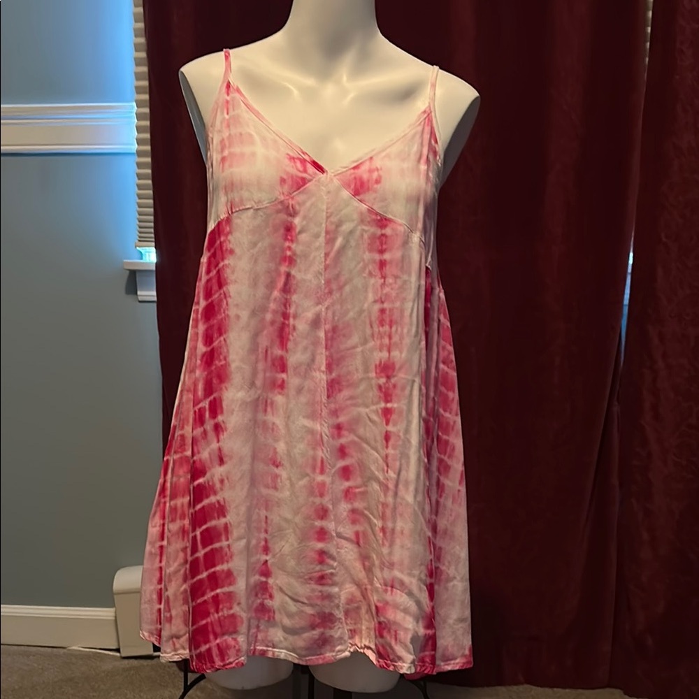Pink Tie-Dye Spaghetti Strap Dress